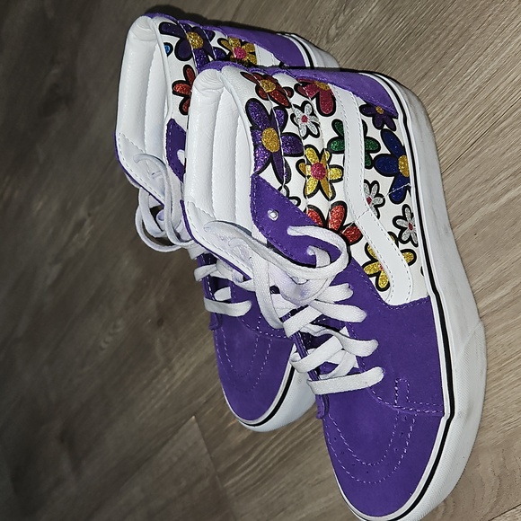 Vans Hightop Shoes Size 6.5 M Or 8.0 W NWOT. 2.0 Glitter Floral Daisy - Picture 5 of 11